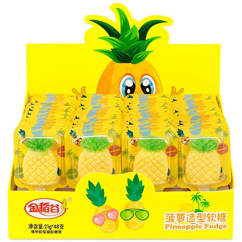 金稻谷菠萝软糖果汁棒棒糖